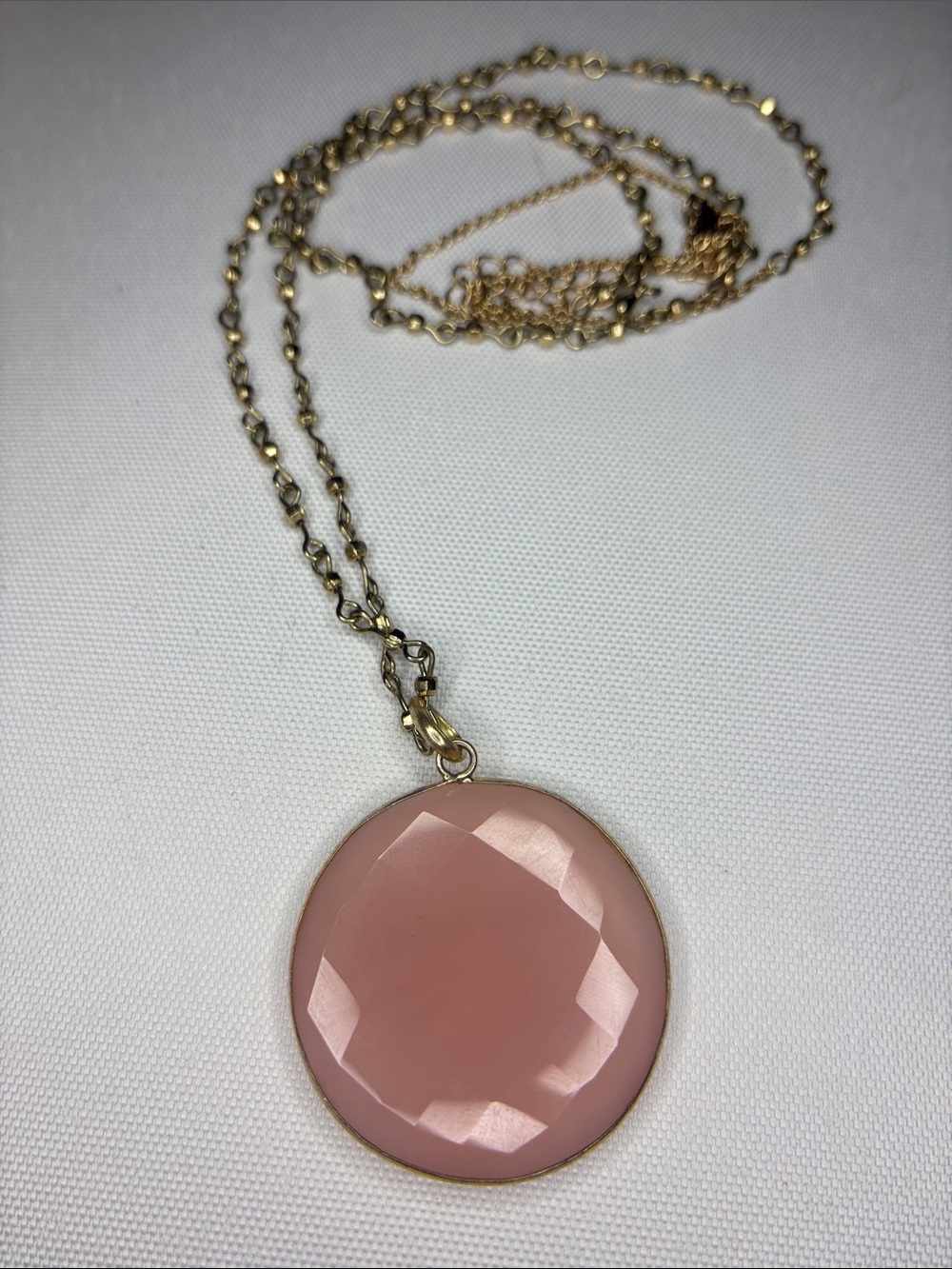 long rose Quartz Fauceted necklace